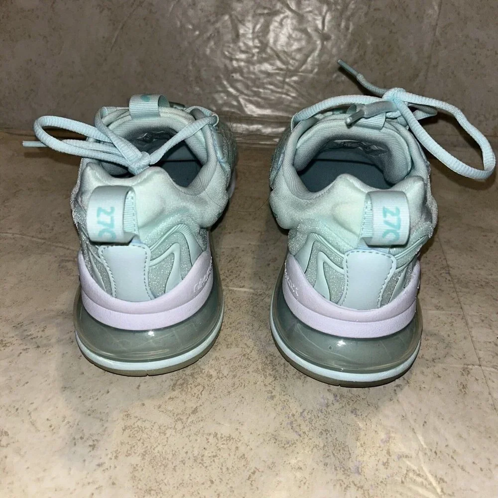 Nike Air Max 270 React ENG Teal White Athletic Lace Up Sneakers Women Size 7.5